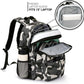 26L Backpack for School, College, and Travel: Water Resistant Bookbag with 8 Compartments - Camo Black