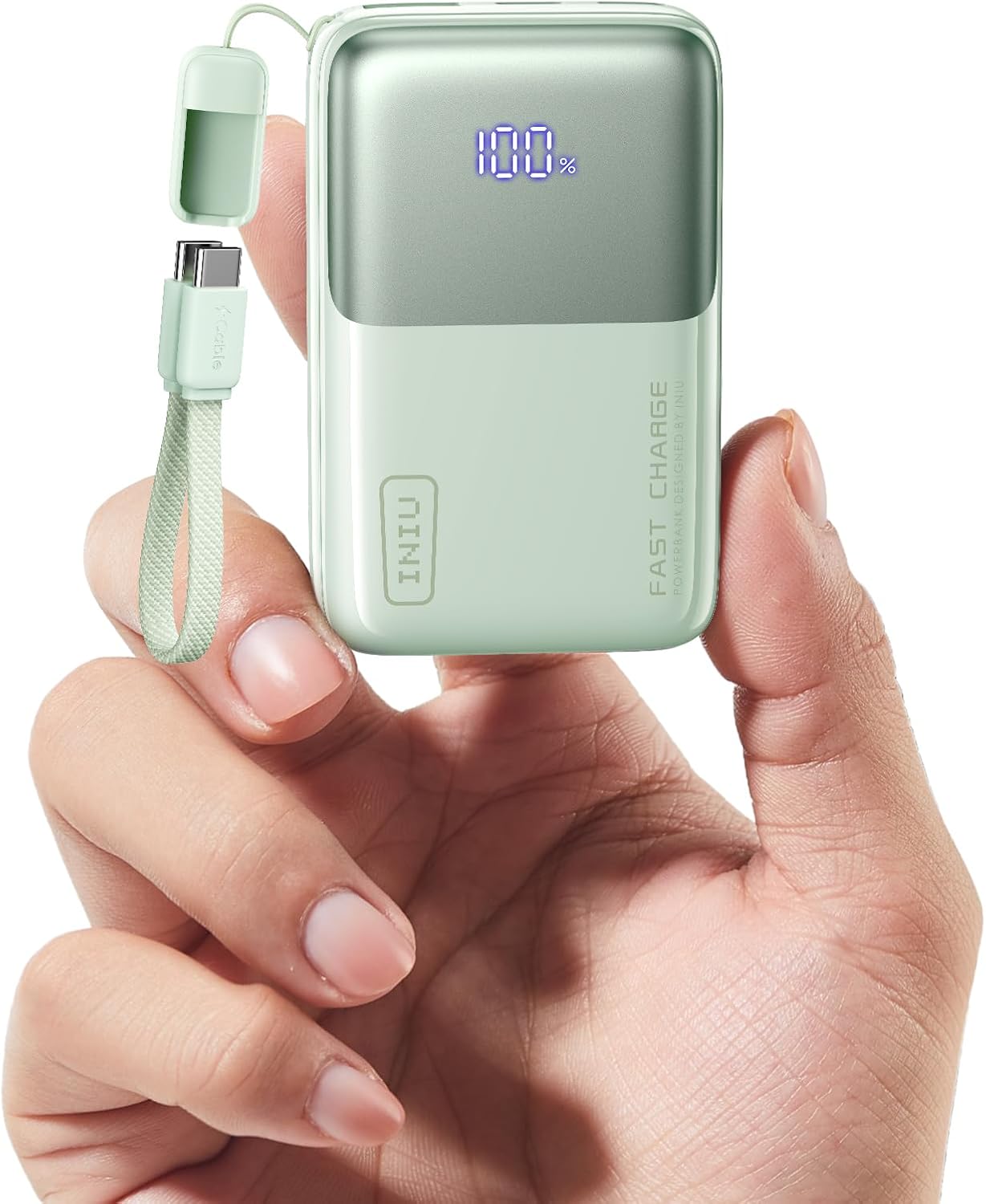 Mini Portable Charger Power Bank USB C Battery Pack with Cable 10000mAh 45W Ultra  - (L Green))