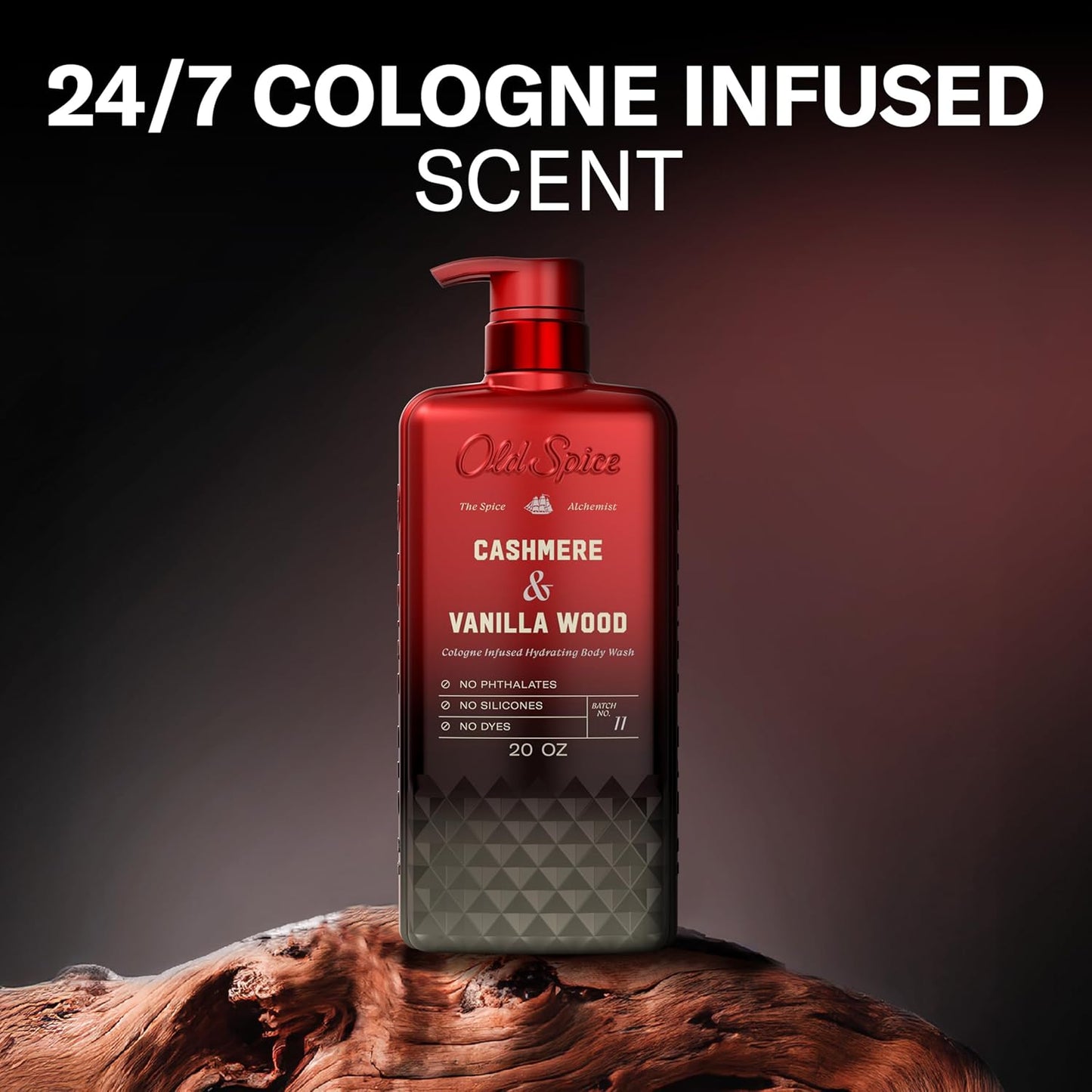 Old Spice Body Wash for Men, The Spice Alchemist Collection, 24/7 Cologne Infused Hydration - Cashmere + Vanilla Wood Scent (20 oz)