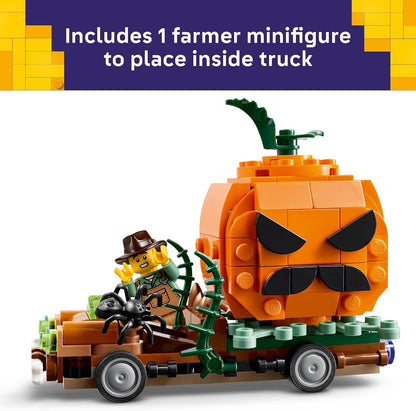 LEGO Jack-O'-Lantern Pickup Truck Building Toys for Boys & Girls, Ages 8+, Halloween Decor & Craft - (177 PCS)