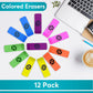 Neon Erasers for Kids – 12-Pack Bulk Pencil Erasers for School, Office, and Art Supplies – Fun Bright Colors, Smudge-Free, Latex-Free