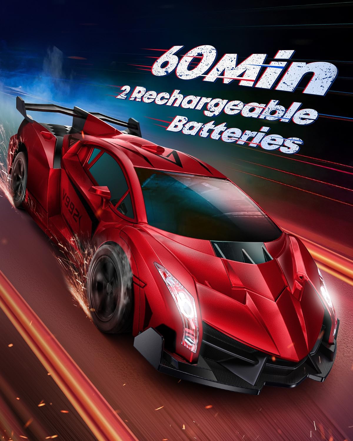 V992 Transform Remote Control Robot RC Cars 2-in-1 Robot Toy Car with Sound & Light,Gesture Sensing,Automatic Deformation (Red)