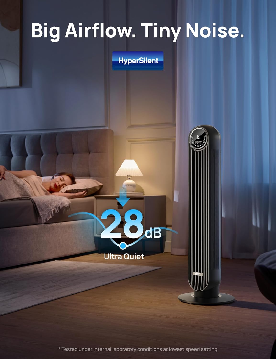 Toringwaaier 25vt/s Snelheid Stil Vloerwaaier, 90° Ossillerend met 4 Snelhede, 4 Modusse, 8H Tydhouer - Swart