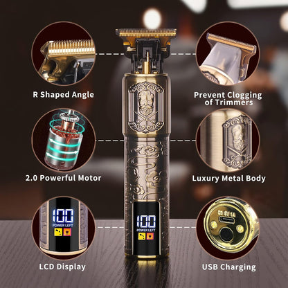 Professional Beard Trimmer for Men, Zero Gapped T-Blade Hair Clipper & Mustache Trimmer Kit with LCD Display, Precision Edgers for Haircut & Grooming, Barber-Grade Electric Shaver, Gifts for Men