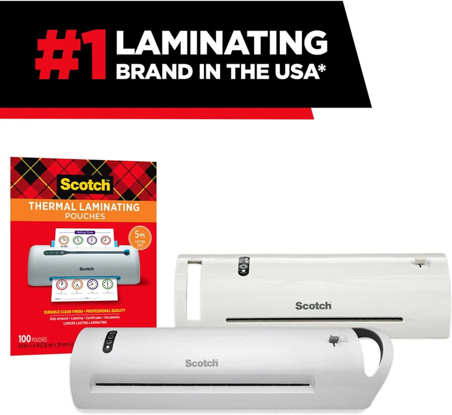 Scotch Thermal Laminating Pouches, 100CT, Clear, 5 mil Office or School Supplies, Fits Letter Size 8.9x11.4 in Paper