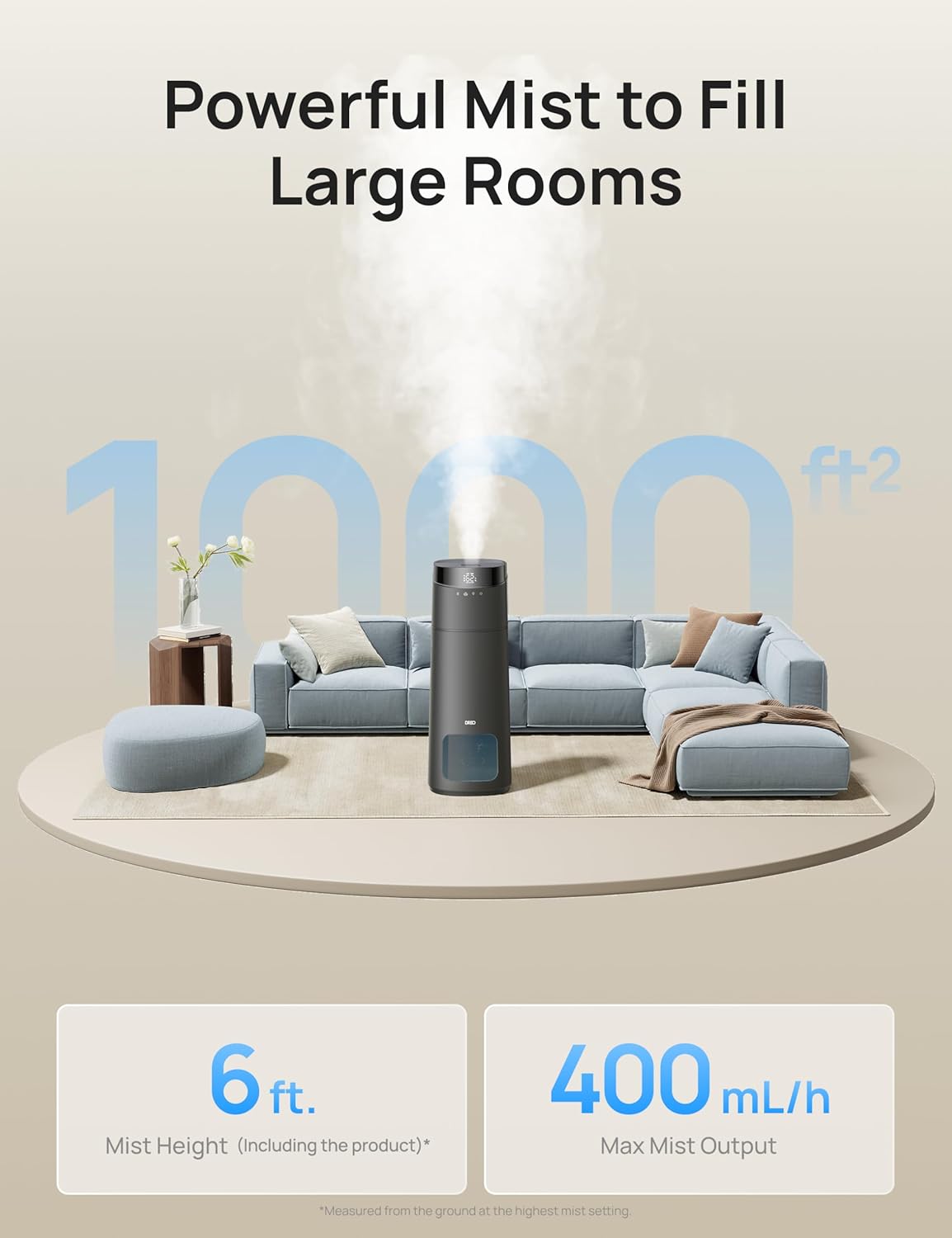 16L Slim Bevochtiger Groot Kamer 1000 vt², 130H Koelmis Lugbevochtigers Bo Vul, Afstand-/Raak-/Stem- en APP-beheer, Selfreinigende Tenk, 30dB, RGB-lig - Grys