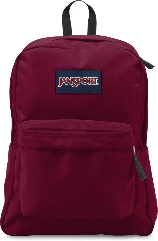 JanSport SuperBreak One-rugsakke – Duursame, Liggewig Sak met 1 Hoofkompartement, Nutsgoed-voorsak met Ingeboude Organiseerder – Premium-rugsak, Rooibruin