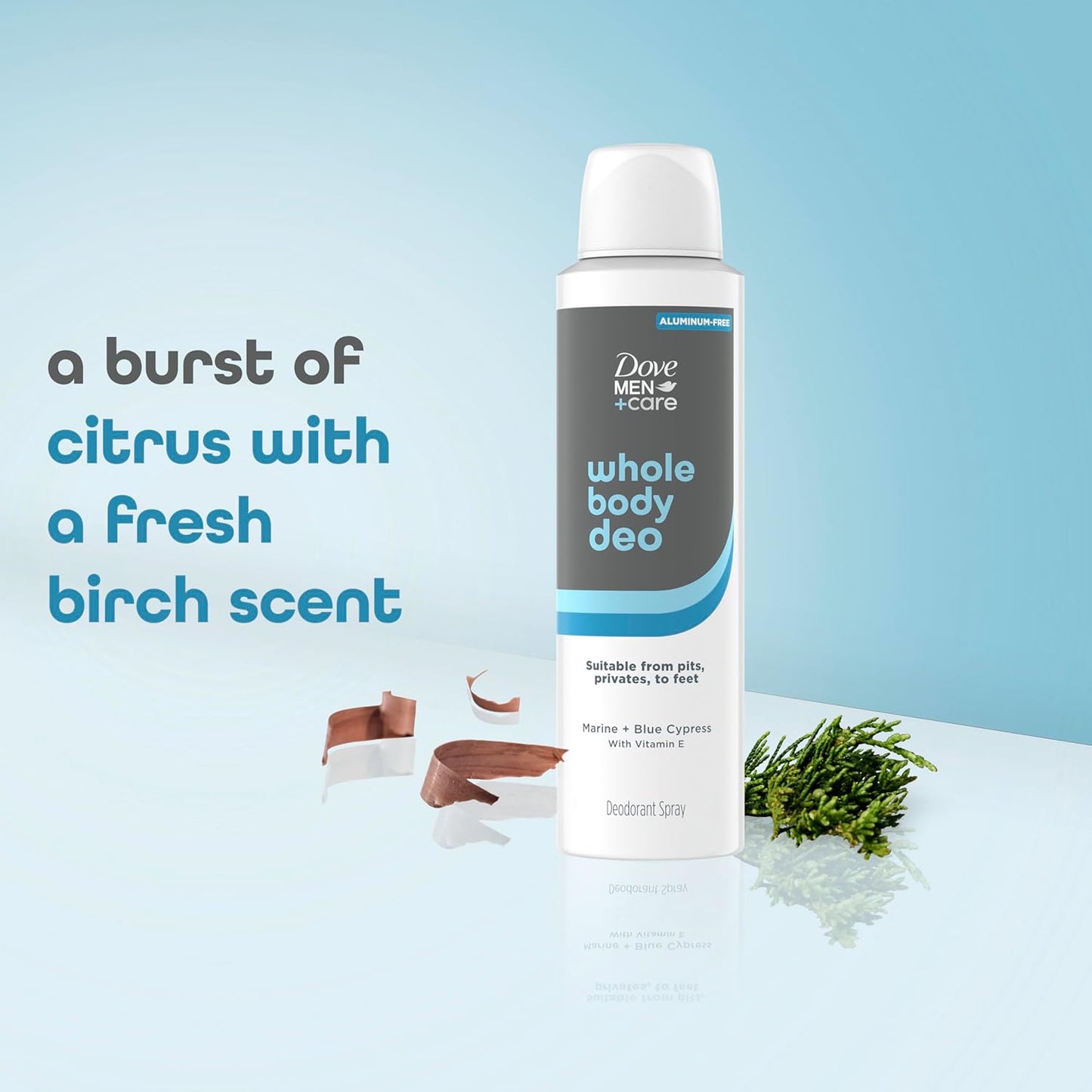 DOVE MEN Whole Body Deodorant Marine + Blue Cypress For 72H Odor Protection - 4 oz (2CT)
