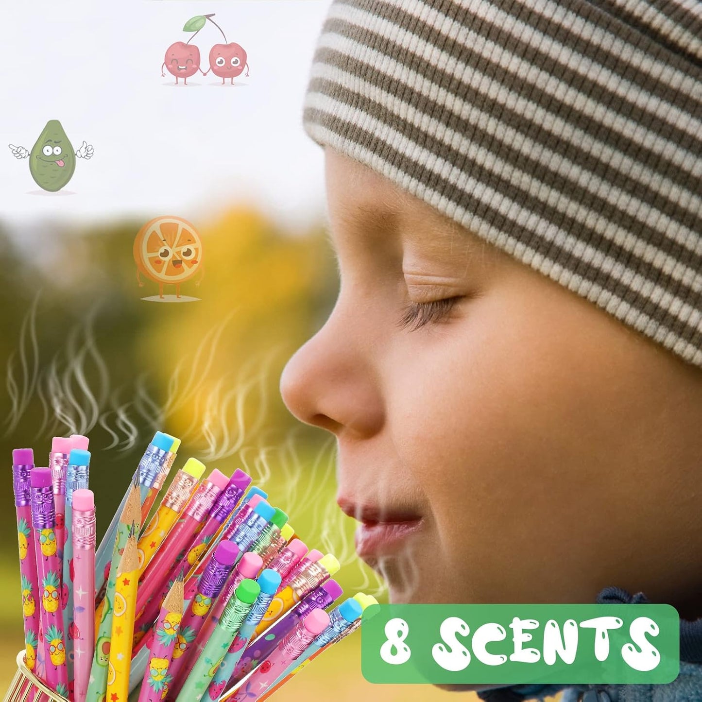 30 Pcs Scented Pencils Bulk for Kids Inspirational Cute Fun Wood Smelly Pencils with Erasers