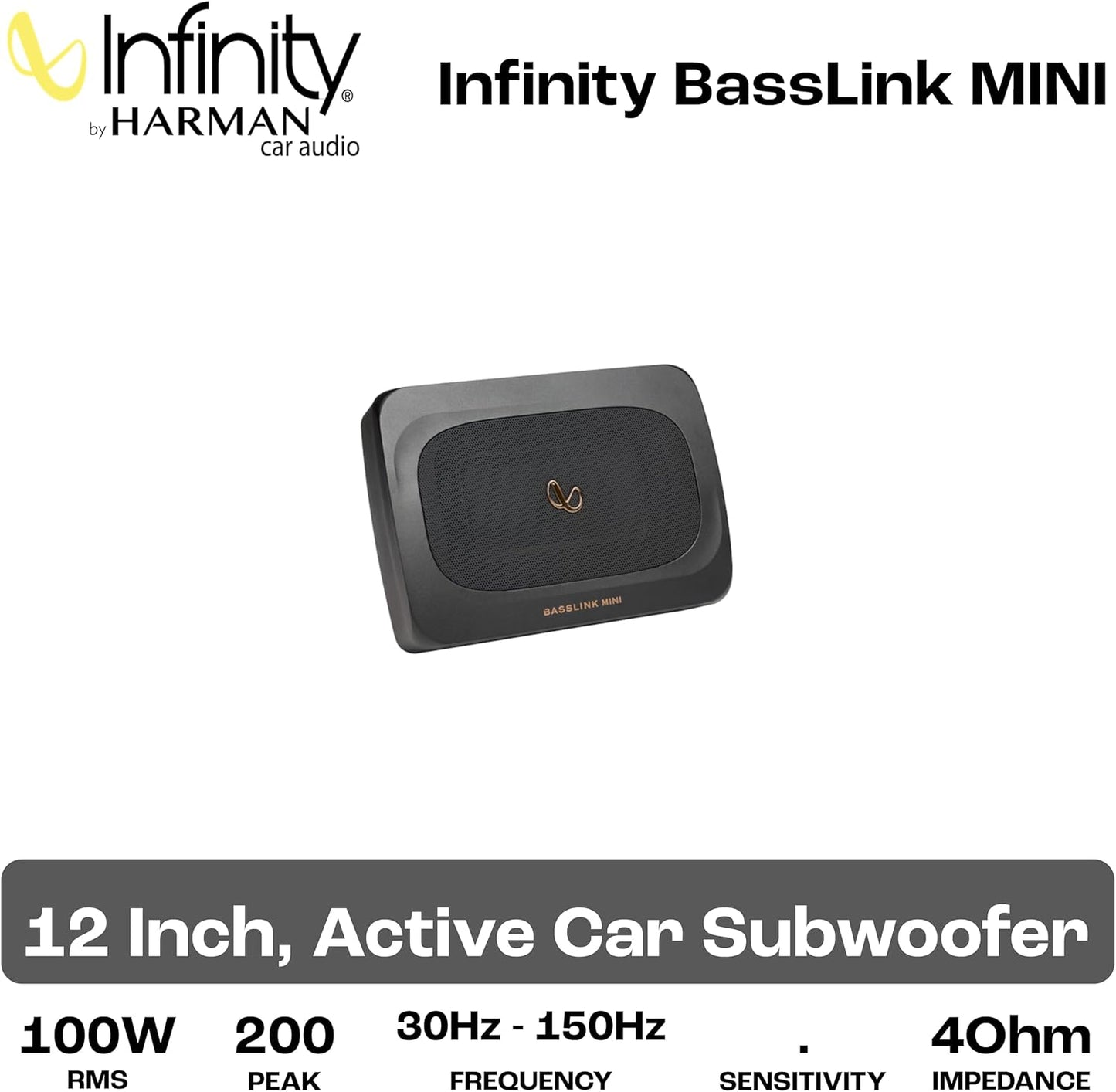 Infinity Basslink Mini Powered 6x8 Inches underseat subwoofer - Titanium