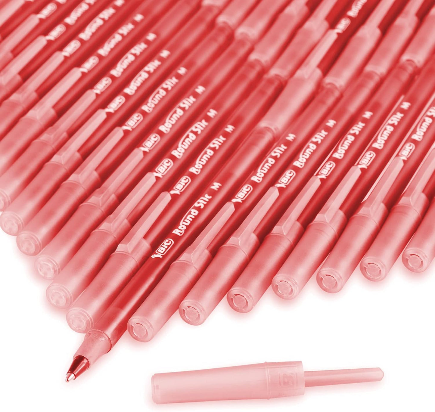 BIC Round Stic Xtra Life Red Ballpoint Pens, Medium Point (1.0mm), 12CT Bulk Pens - (Pack of 3)