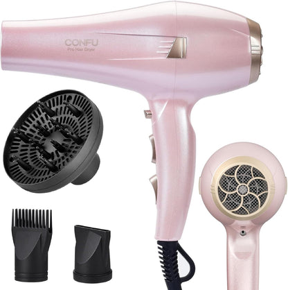 CONFU Haardroër, Professionele Ioniese Salon Haardroër met Diffuser vir Vroue en Mans, 5X Vinnige Droging, Kragtige en Stil Haardroër vir Vinnige en Maklike Stilering (1875 Watt)