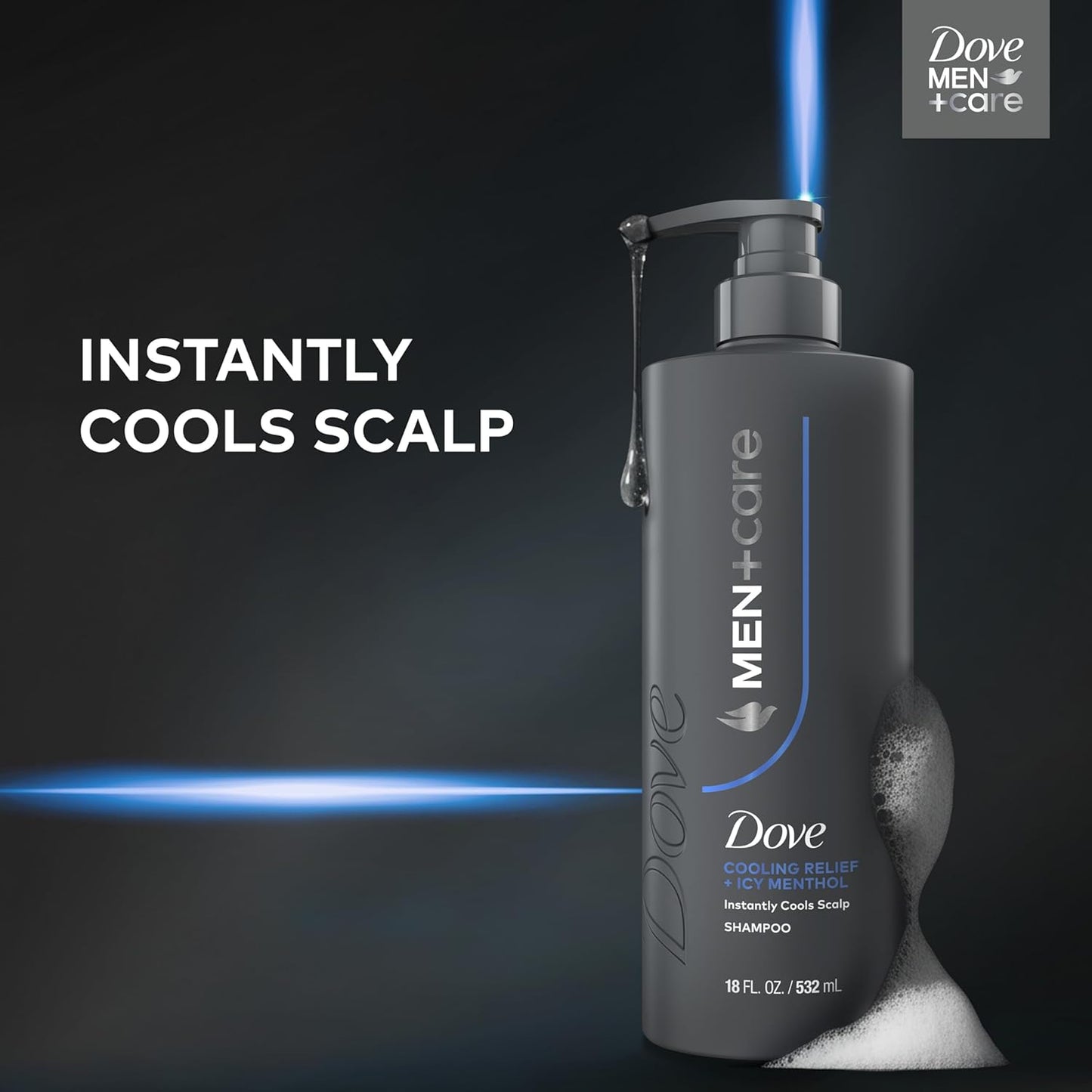 Dove Men+Care Shampoo Cooling Relief for Instantly Cools Scalp, with Icy Menthol, 18 FL OZ (2 CT)
