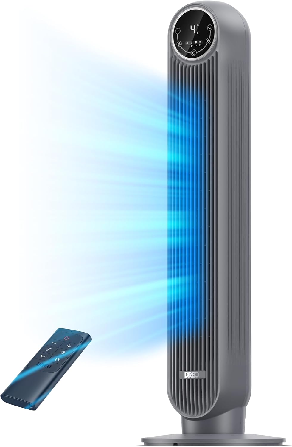 Tower Fan 25ft/s Velocity Quiet Floor Fan, 90° Oscillating w/ 4 Speeds, 4 Modes, 8H Timer - Grey