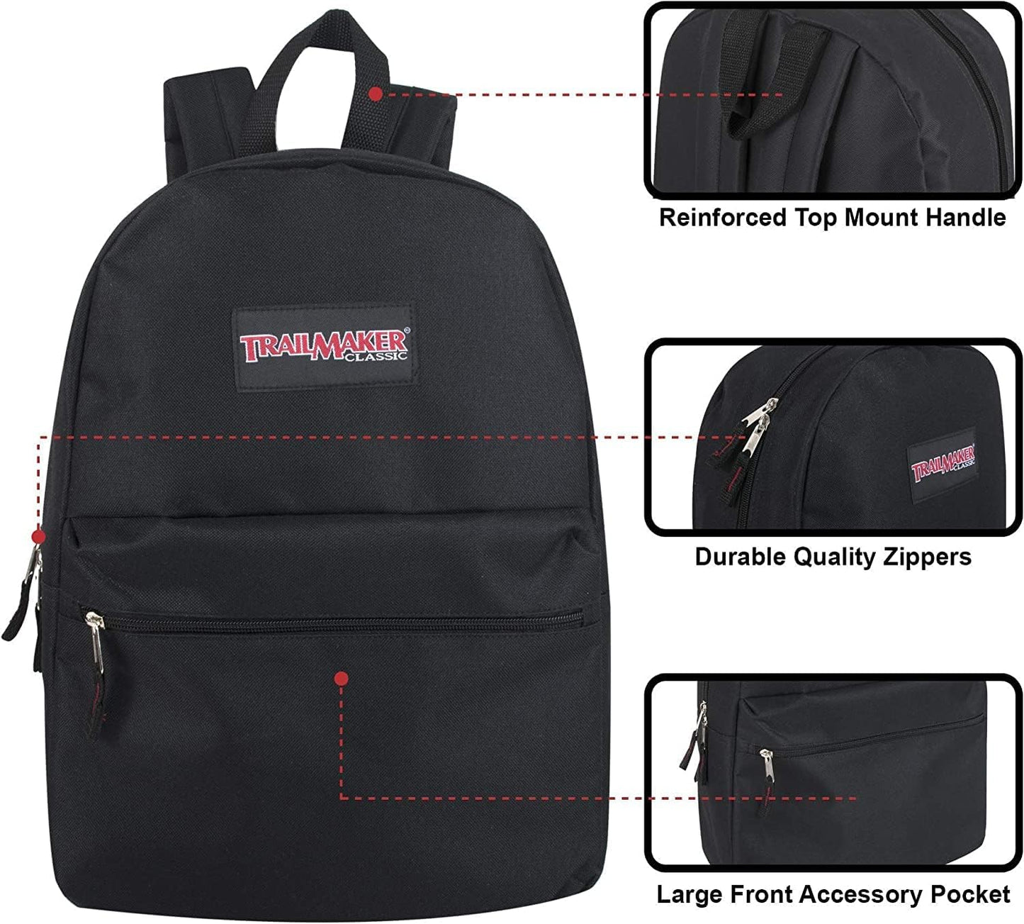 Bundle 17" Black  Backpack w/ School Supplies - 20 Pcs Back to School Supplies