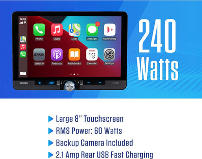 10.1" Single / Double DIN  Apple CarPlay Android Auto Wired or Wireless Touchscreen Car Stereo Radio Bluetooth, USB Charge - Backup Camera Included