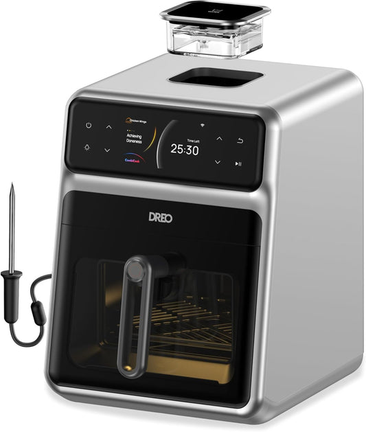 Chef Maker Combi Smart Air Fryer Cooker with Cook probe, Water Atomizer, 3 professional cooking modes, 6 QT