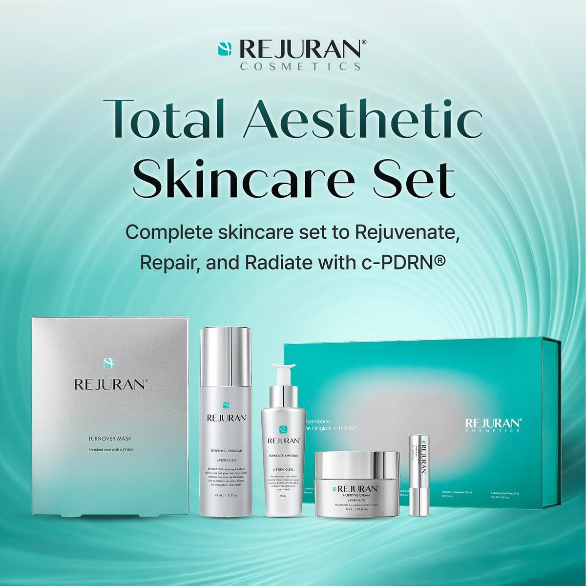 REJURAN Total Aesthetic Set, c-PDRN® Korean Skincare Gift Set, 5 Pieces