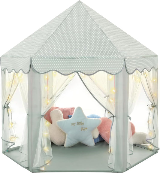Monobeach Prinses Tent Meisies Seldon Groot Speelhuis Kinders Kasteel Speel Tent met Sterliggies Geskenk Speelding vir Kinders Binne en Buite Speletjies, 55'' x 53'' (DxH)