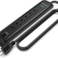 Monster 6ft Heavy Duty Black Power Strip and Tower Surge Protector, 1200 Joule Rating, 6 120V-Outlets, and 2 USB-A Ports- Ideal for Computers, Home Theatre, Home Appliances, and Office Equipment