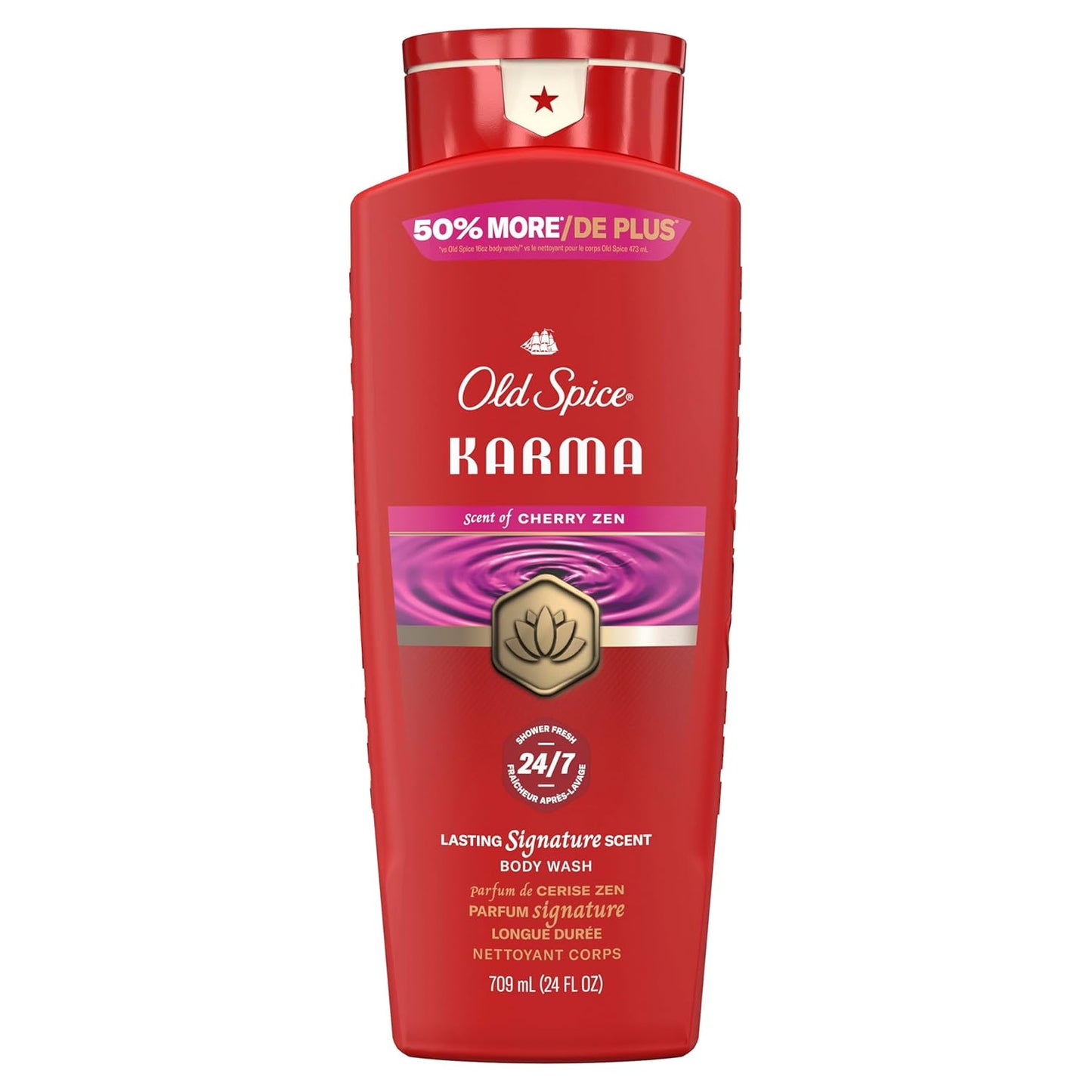 Old Spice Body Wash for Men, 24/7 Shower Fresh & Clean w/Daily Use, Lasting Signature Scent -  Karma w/ Cherry Zen Scent (Pack of 2)