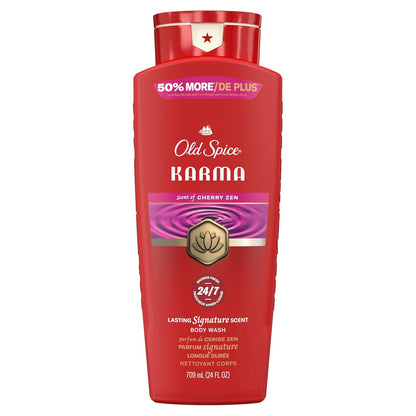 Old Spice Body Wash for Men, 24/7 Shower Fresh & Clean w/Daily Use, Lasting Signature Scent -  Karma w/ Cherry Zen Scent (Pack of 2)