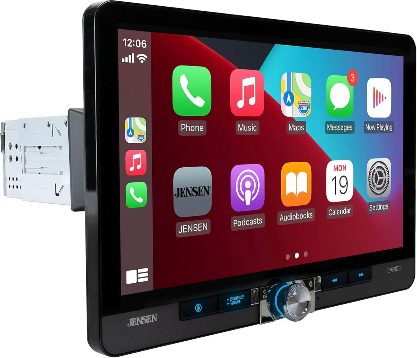 CAR1013 10.1 Inches Apple CarPlay Android Auto Wired or Wireless  Single DIN & Double DIN Touchscreen Car Stereo Radio, Bluetooth, Front & Rear Camera Inputs