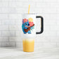 Insulated Stainless Steel Tumbler w/ Reusable Straw & Leak-Proof Lid Easy Carry Handle 40oz (Stitch)