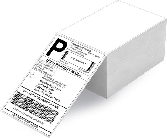 Waaiergevoude 4x6" Versendingsetikette Termiese Drukker Plakkers - (10000 Velle)