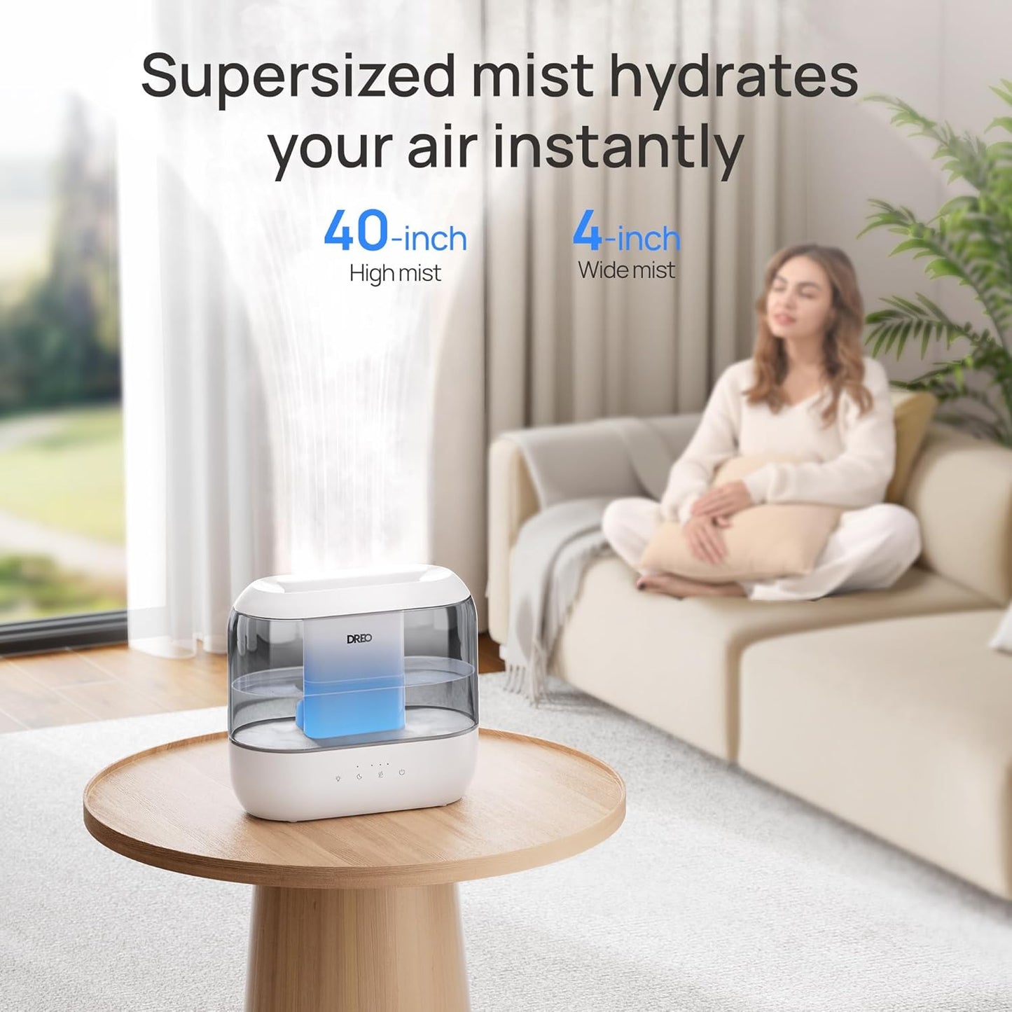 4L Lugbevochtigers 36H Looptyd, 28 dB Stil Koelmis Supersized Groot Kamer, Binne, Naglig, Maklik om Skoon te maak en te Vul - Grys