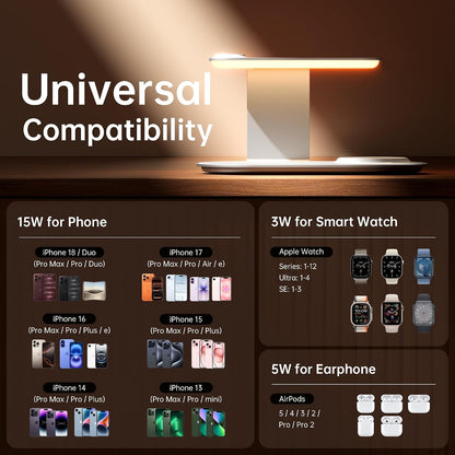 3 in 1 Charging Station with 3-Level Adjustable Lighting