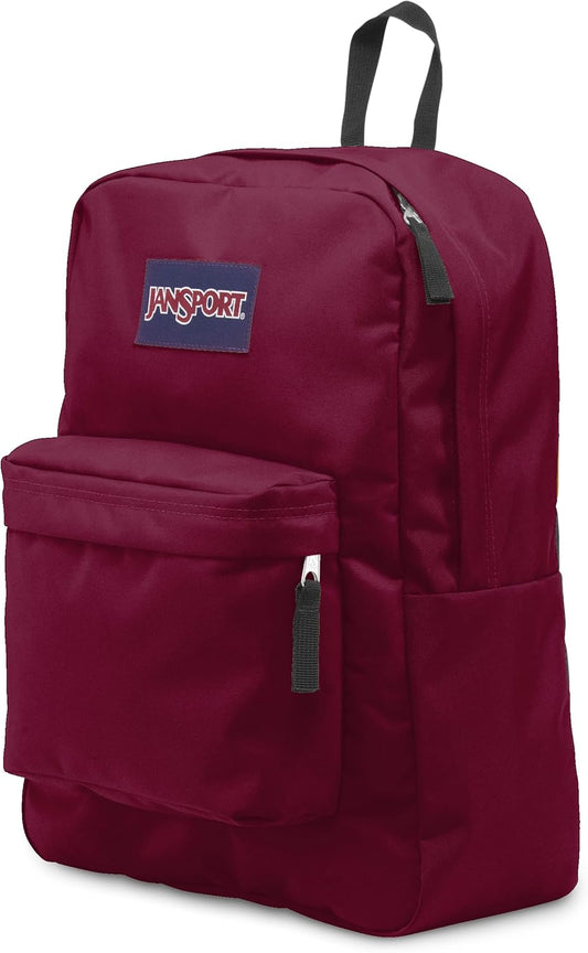 JanSport SuperBreak One-rugsakke – Duursame, Liggewig Sak met 1 Hoofkompartement, Nutsgoed-voorsak met Ingeboude Organiseerder – Premium-rugsak, Rooibruin