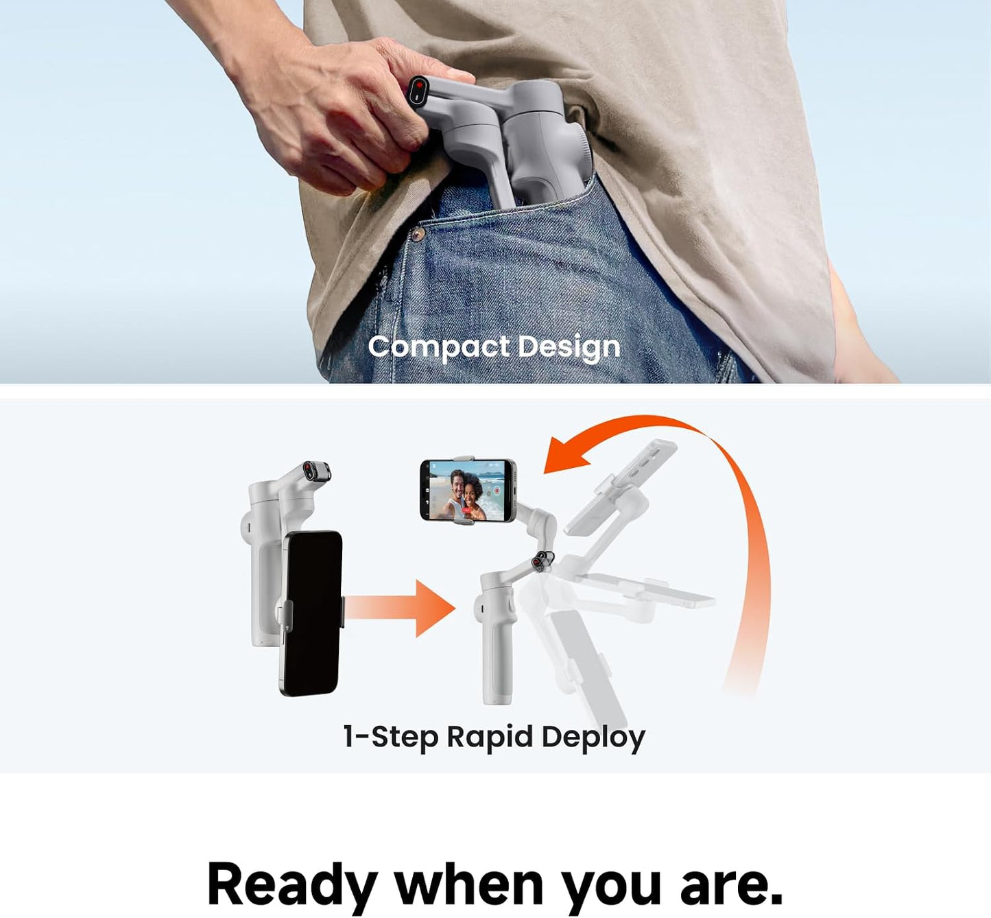 Insta360 Flow 2 Pro White - Industry-First AI Phone Gimbal with Apple DockKit, Pioneering 360º Pan Tracking, Free Tilt, Built-in Tripod/Selfie Stick, Portable Vlog/Travel Stabilizer