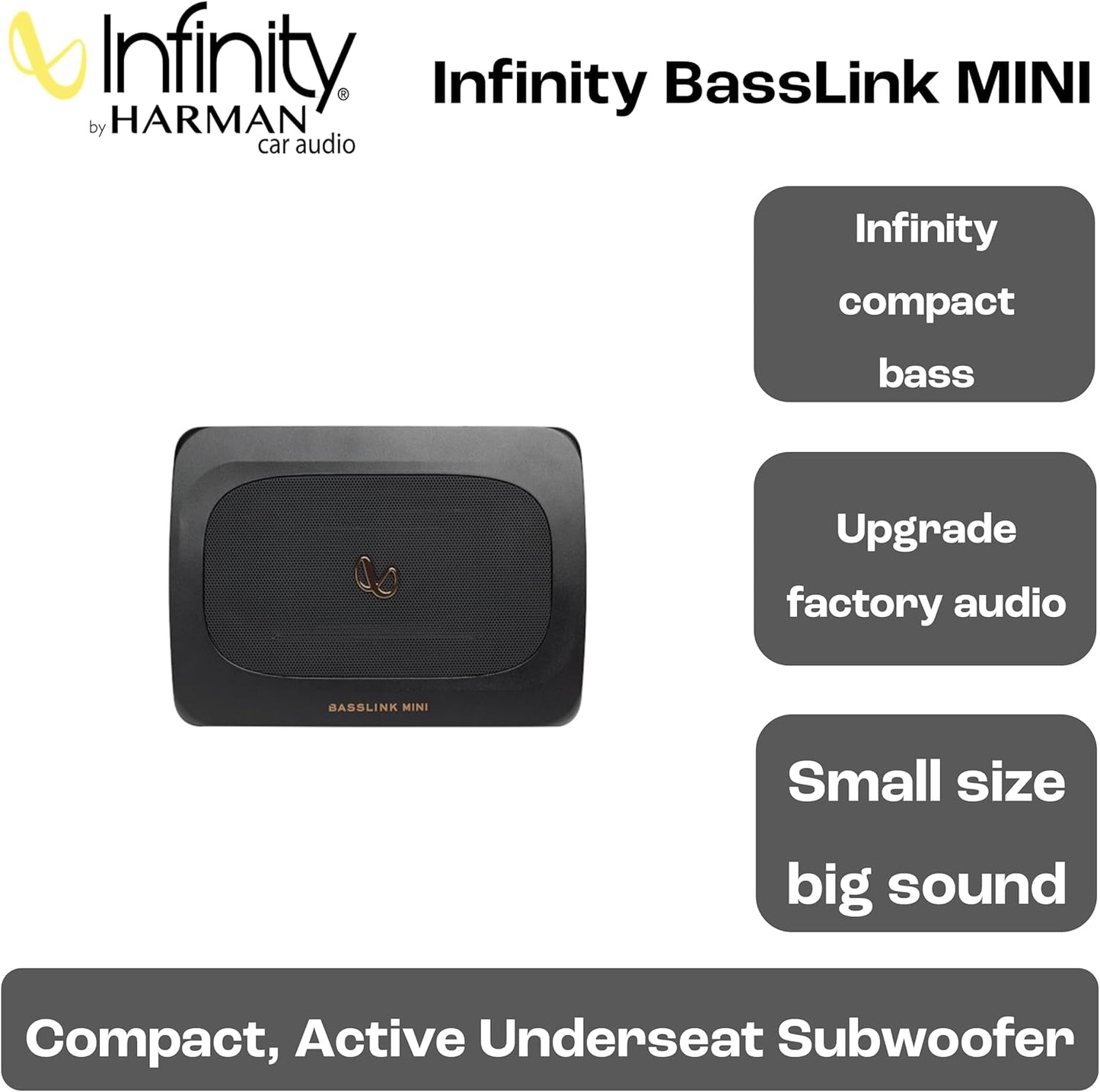 Infinity Basslink Mini Powered 6x8 Inches underseat subwoofer - Titanium