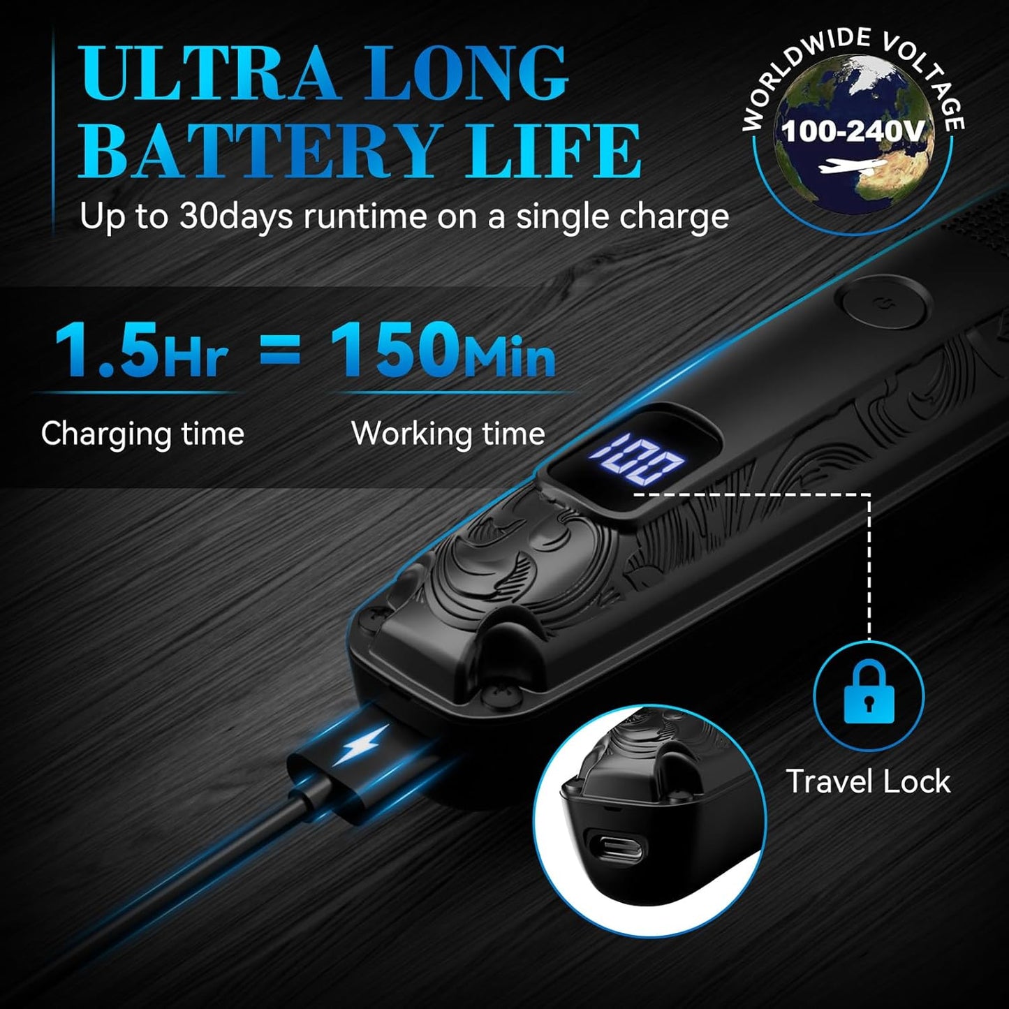 Beard Trimmer for Men, IPX7 Waterproof Electric Shaver Razor, Hair Trimmer for Nose, Body, Face and Mustache, Cordless Hair Clipper Grooming Kit, Gifts for Men
