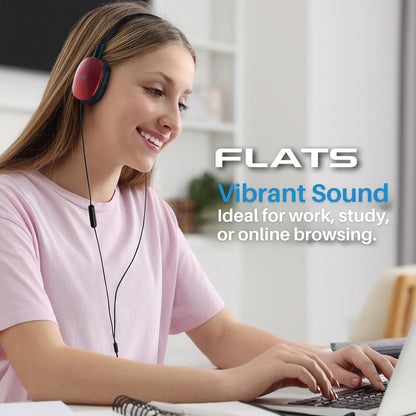 JVC Flats On-Ear Wired Headphones - Flat Foldable Design - 30mm - Red