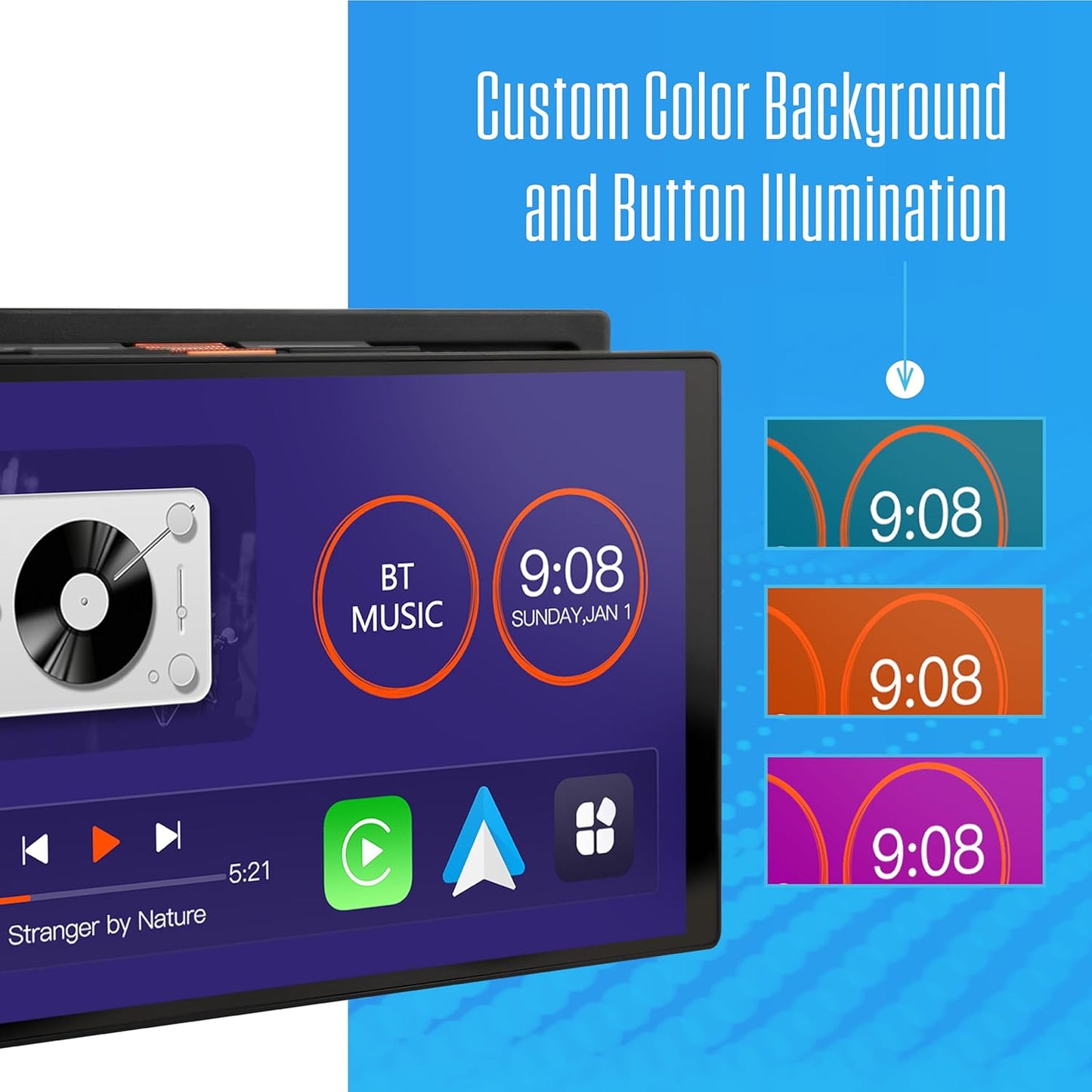 7"Double DIN Top Mount Touchscreen Receiver Wireless Apple Carplay Android Auto Car Stereo Bluetooth, Backup Camera Input