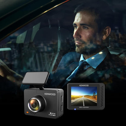 KENWOOD DRV-A310W GPS-paneelkamera, Volle HD-paneelkamera, WDR/HDR-motorkamera met Bluetooth- & Wi-Fi-verbinding, G-sensor, botsingsopsporing, opsionele agterkamera-ondersteuning