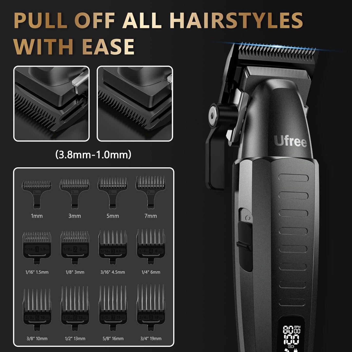 Professional Hair Clippers for Men, Clippers and Trimmers Set, Barber Clippers, Electric Beard Trimmer with Barber Bag, Gifts for Men