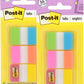 Post-it Tabs, 1 in Solid, Aqua, Yellow, Pink, Red, Green, Orange, 6/Color, 36/Dispenser (Pack of 2)