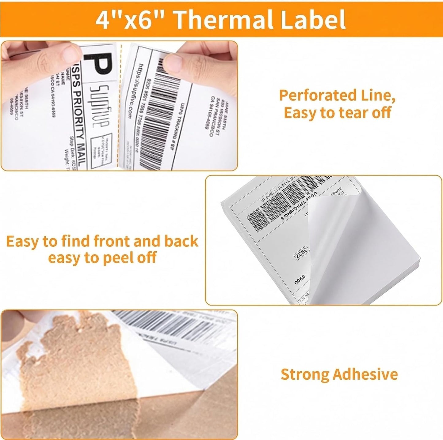 4x6" Versendingsetikette Termiese Drukker Plakkers - (250 Velle)