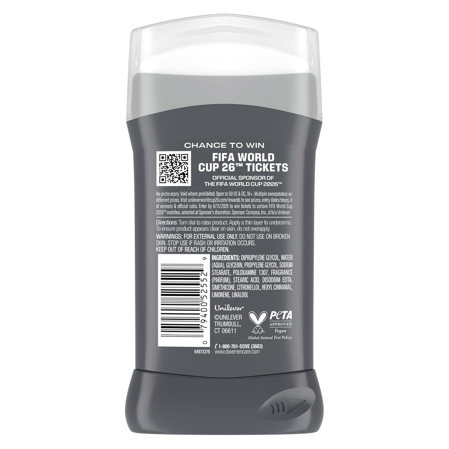 Dove Men+Care Limited Edition FIFA Deodorant Stick for Men All Star Comfort for 72H Protection Neutralizes Odor - 3.0 oz (Pack of 2)