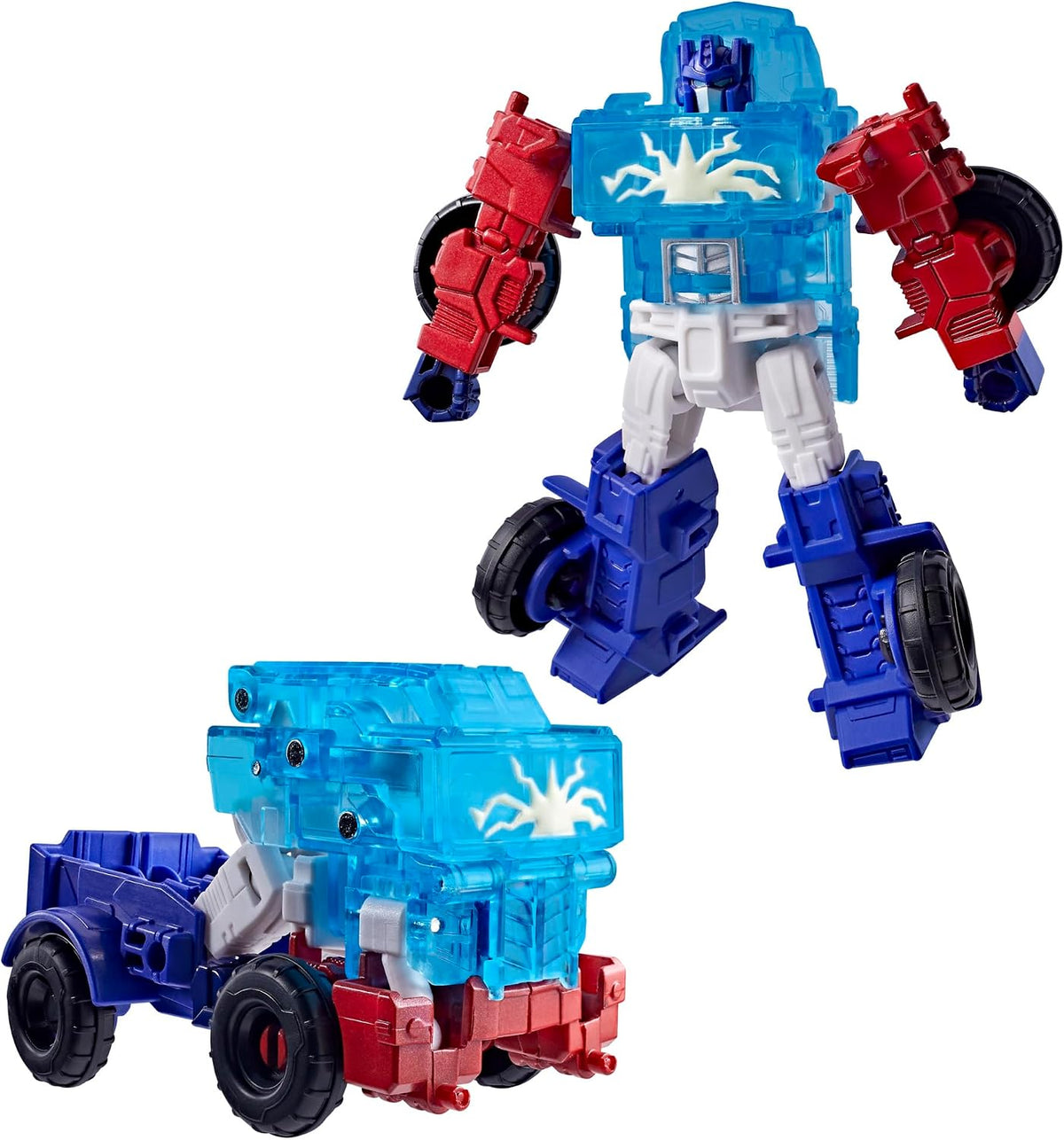 Transformers CYBERWORLD Optimus Prime Cyber Changers Energon Surge 4-Inch Action Figure Quick Change to Truck Mode - Robot Toys (Kids 6+)