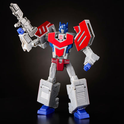 Transformers Icons Optimus Prime 6.75-Inch Voyager Class Action Figure that Converts to Autobot Logo Symbol, Display Stand, Robot Toys for Ages 8+