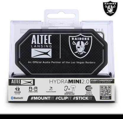Altec Lansing x Las Vegas Raiders - Draagbare Bluetooth-luidspreker HYDRAMINI 2.0, IP67 Waterdig, 8W Uitset, 12h Speeltyd, USB-C Vinnig Laai, Stemassistent-integrasie (Las Vegas Raiders)