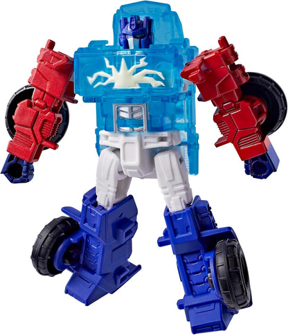 Transformers CYBERWORLD Optimus Prime Cyber Changers Energon Surge 4-Inch Action Figure Quick Change to Truck Mode - Robot Toys (Kids 6+)