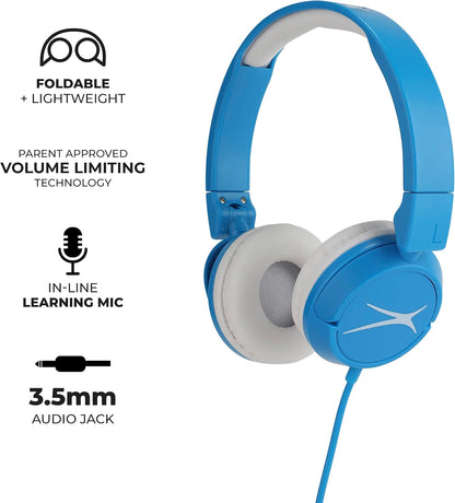 Altec Lansing Oor-die-oor-koptelefoon vir Kinders - Volumebeperkende Tegnologie vir Ontwikkelende Ore, Ouderdomme 3-5, Ideaal vir Tuisleer, Blou
