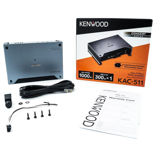 Kenwood KAC-511 Klas D Digitale Monoversterker met Veranderlike Laagdeurgangskruiswisselaar - Swart