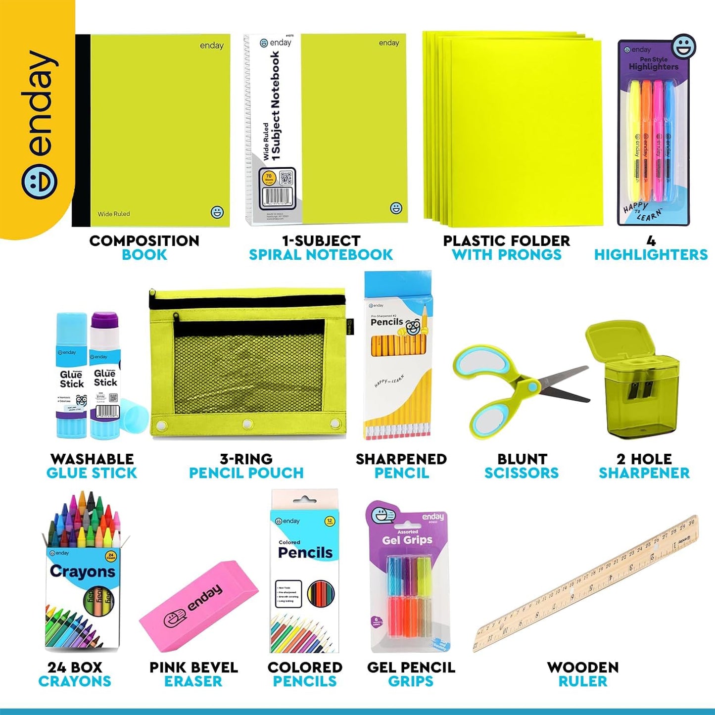 Back to School Supplies for Kids, Green School Supply Box Premium Quality Kids School Supplies Kit, Kindergarten School Supplies for Girls and Boys, 78 Piece Set