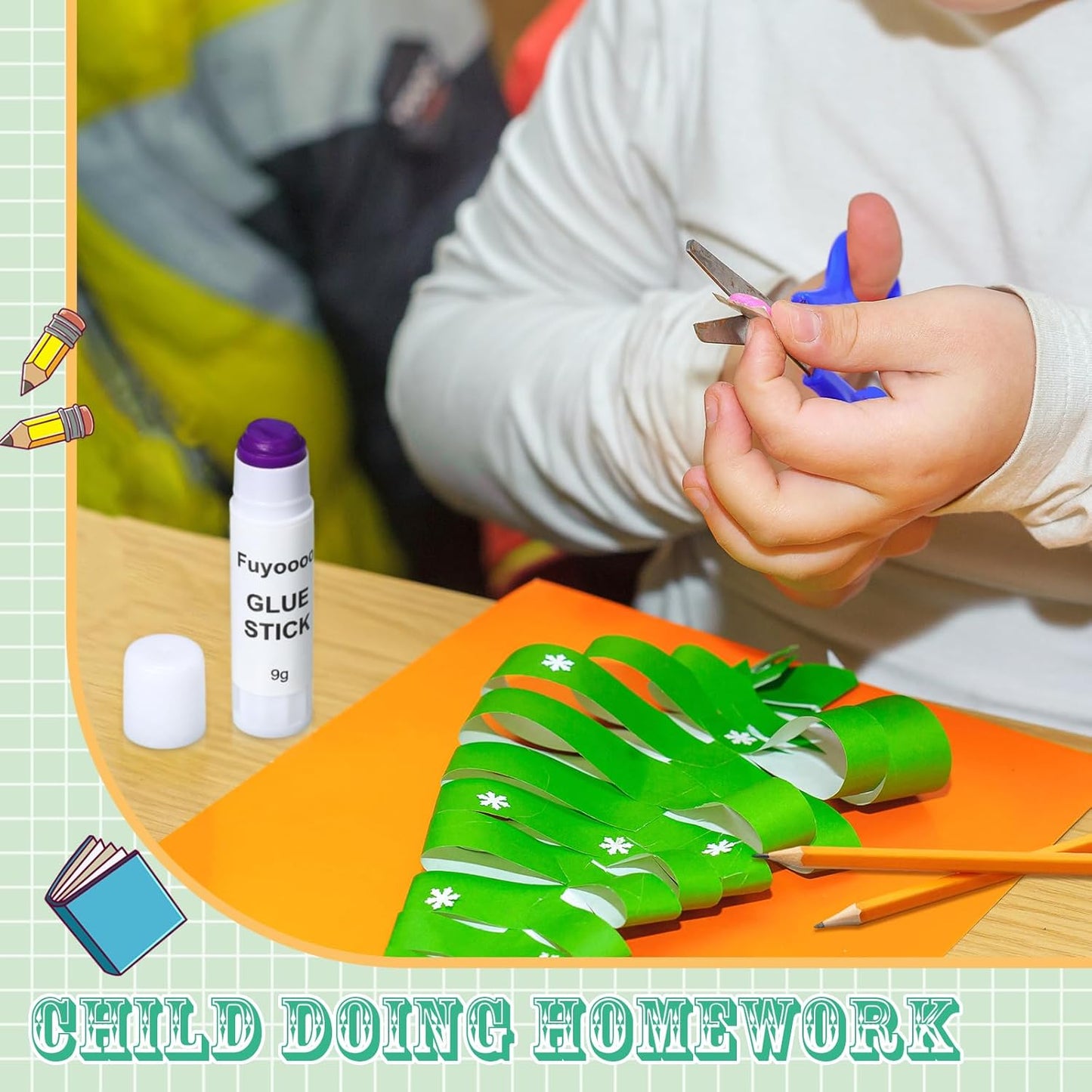180 Pcs School Supplies Bulk 60 Safety Blunt Tip Scissors 60 White Glue Stick 60 Sharpened #2 HB Wood Pencils with Erasers Back to School Supplies for Party Favors Classroom